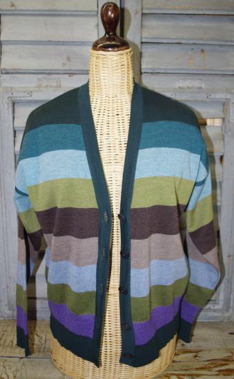 Preview: Cardigan, Strickjacke Melli Blockstreifen von Invero, Merinowolle, offen